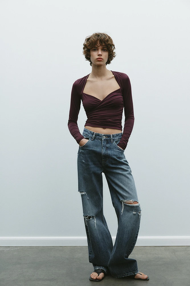 DRAPED POLYAMIDE TOP