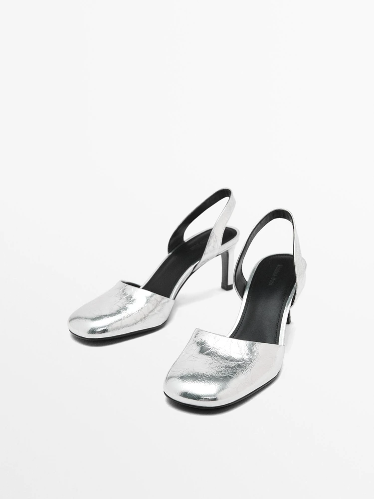 Chaussures talon métallisé
