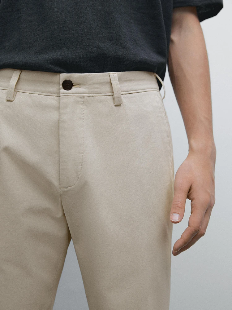 Pantalon slim en toile de coton mélangé