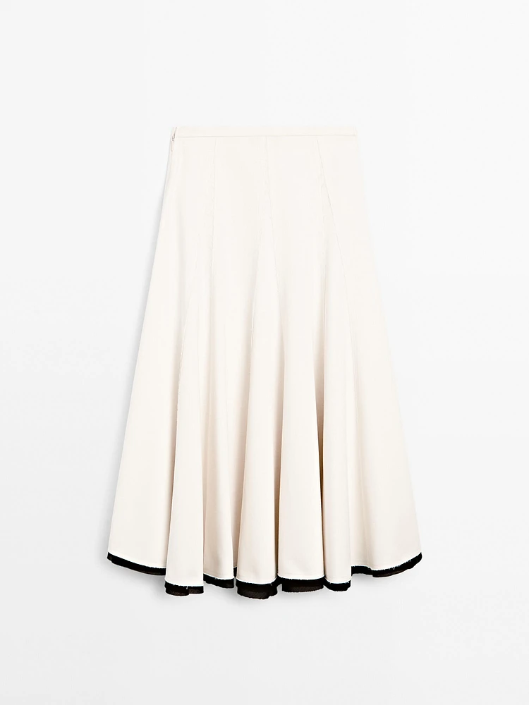 Flounce midi skirt with contrasting detail