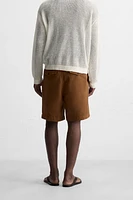 RELAXED FIT PLEATED BERMUDA SHORTS