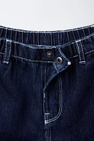LABEL TRIM DENIM SHORTS