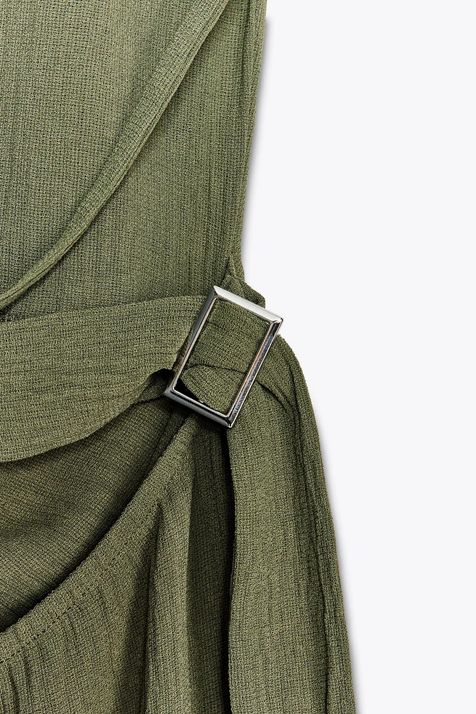 TEXTURED HALTER DRESS