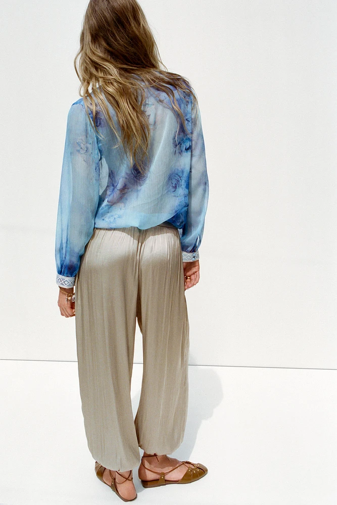 SATIN BOMBER PANTS