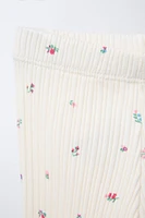 FLORAL RIBBED LEGGINGS
