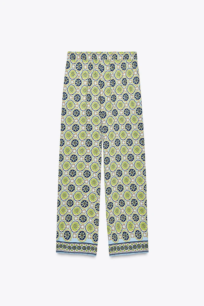 PRINTED WIDE LEG PANTS