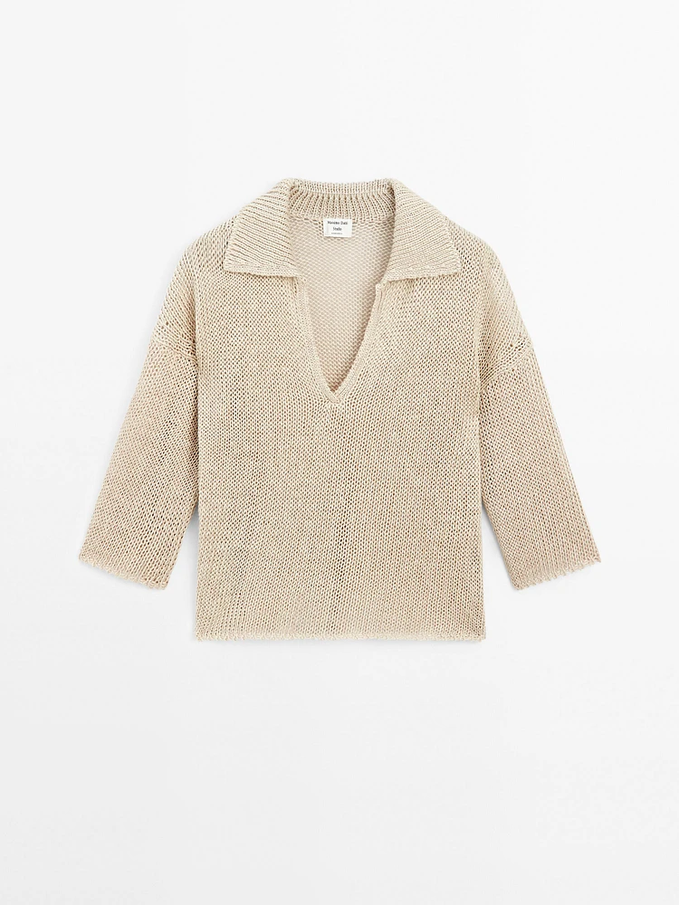 Polo sweater with open collar - STUDIO