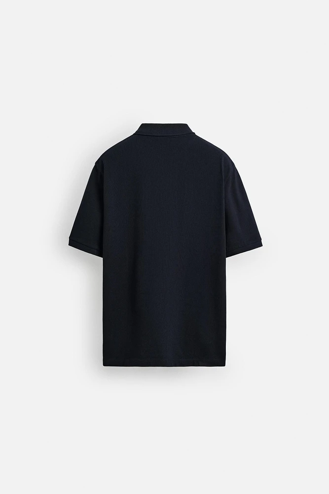 WASHED PIQUÉ TEXTURED POLO SHIRT
