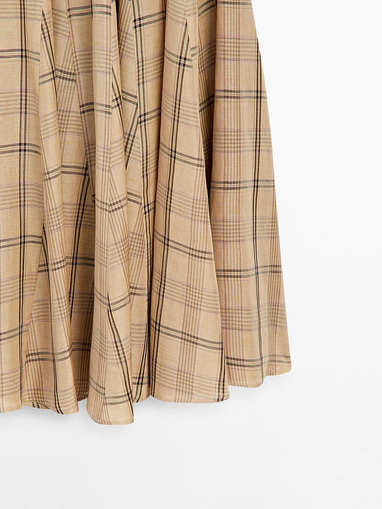 Check print godet midi skirt - STUDIO