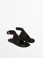 Suede crossover sandals
