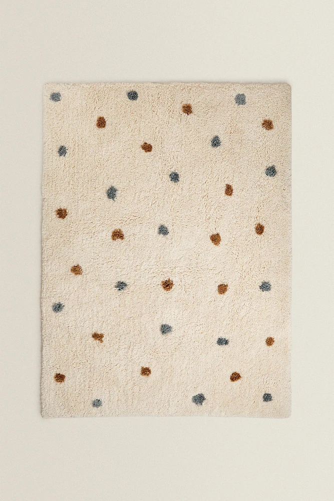 CHILDREN'S RECTANGULAR TEXTURED POLKA DOT AREA RUG