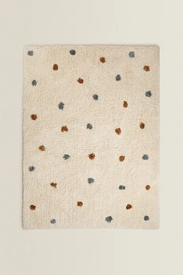 CHILDREN'S RECTANGULAR TEXTURED POLKA DOT AREA RUG
