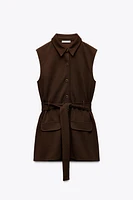 GILET AVEC CEINTURE EN SERGÉ