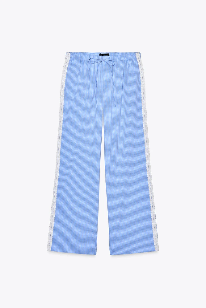 LACE PLAID PAJAMA PANTS