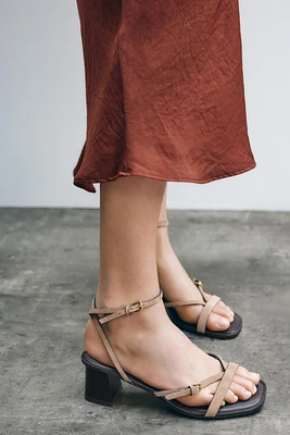 STRAPPY SUEDE HEELED SANDALS