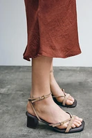 STRAPPY SUEDE HEELED SANDALS
