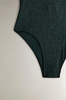 SMOCKED FABRIC BEACH SWIMSUIT