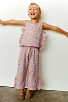 PRINTED TEXTURED RUFFLE TOP