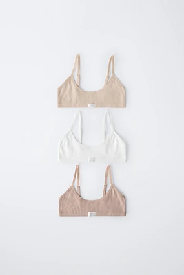 6-14 YEARS/ THREE-PACK OF RIBBED LABEL BRALETTES