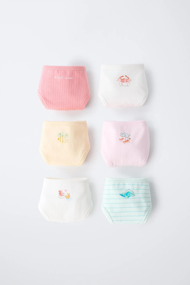 6-14 ANS/ LOT DE SIX CULOTTES IMPRIMÉES