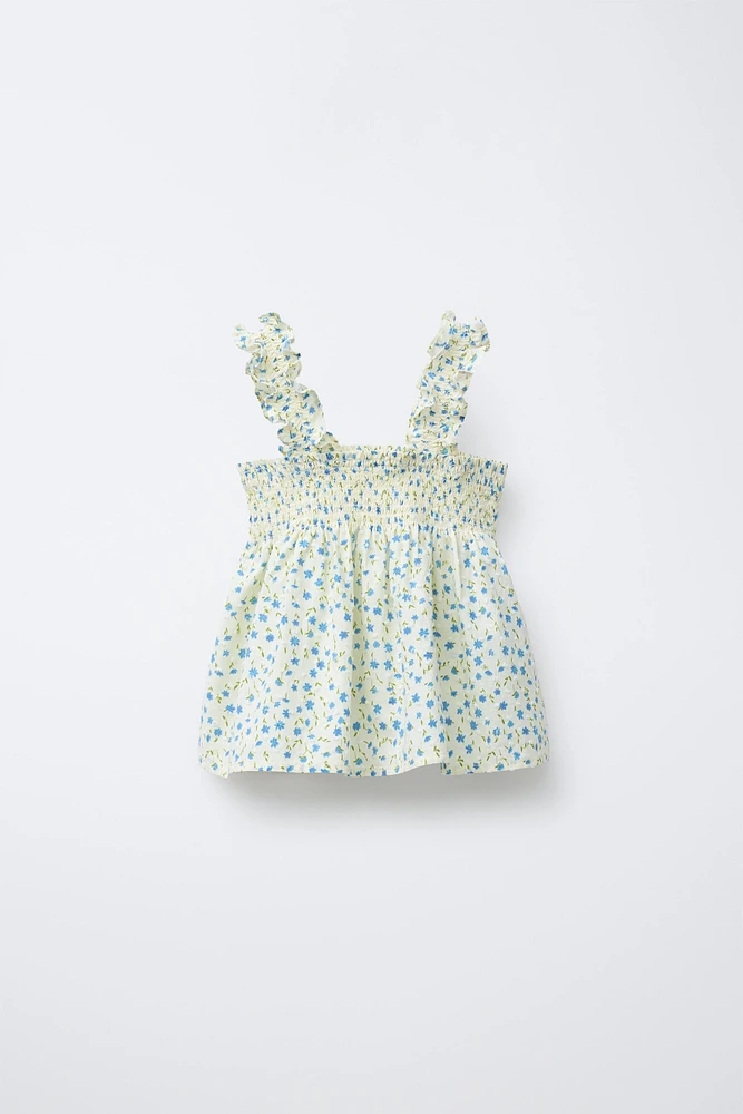 FLORAL DOTTED MESH TOP