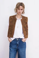 GILET EFFET DAIM BRODÉ