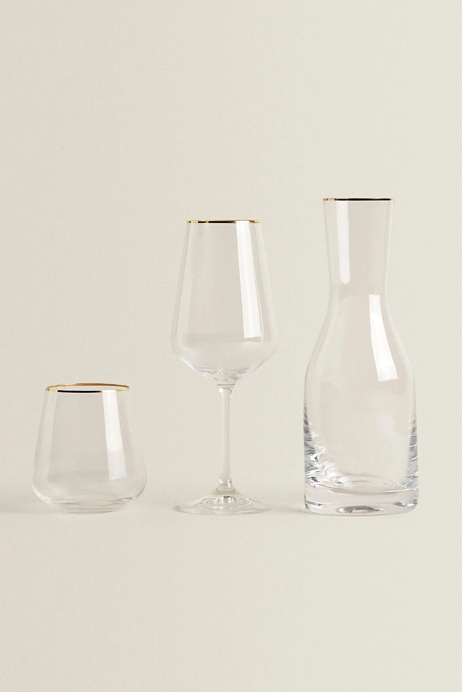 BOHEMIA CRYSTAL BOTTLE WITH A GOLDEN RIM