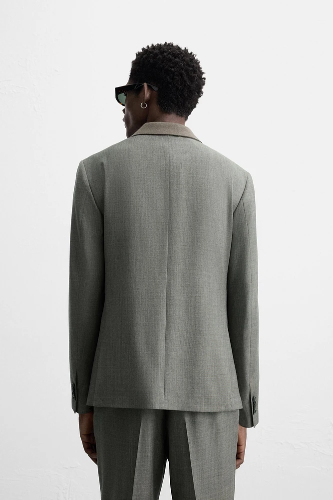 100% WOOL TEXTURED SUIT BLAZER