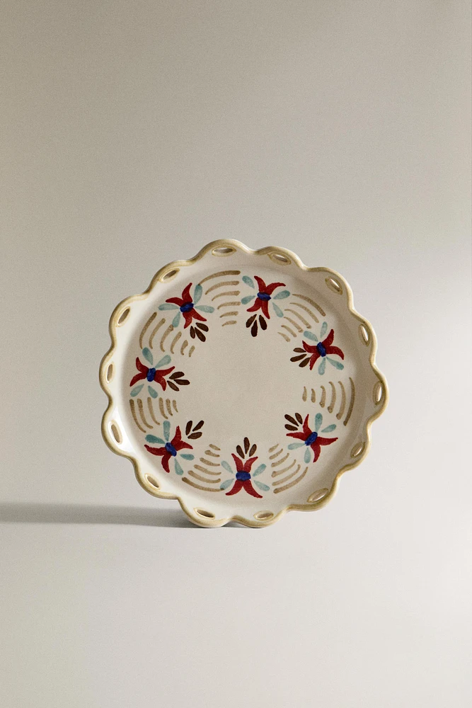 CERAMIC FLORAL DESSERT PLATE