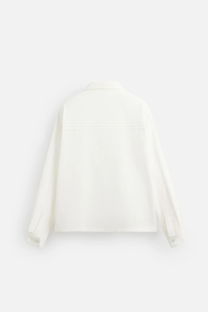 COTTON - LINEN TUCKED SHIRT