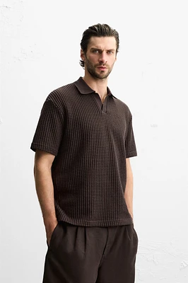 GRID TEXTURED POLO SHIRT