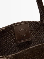 Tote bag moyen format tressé en cuir nappa