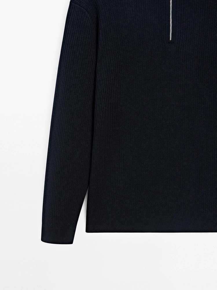 Pull en maille à col camionneur zipp