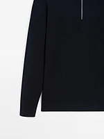 Pull en maille à col camionneur zipp