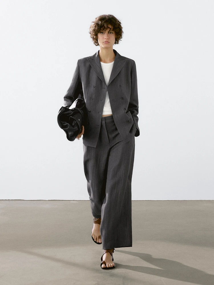 Pantalon de tailleur fluide en lin mélangé
