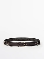 Ceinture en cuir nappa avec anneaux