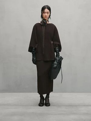 Jupe midi plissée avec coutures apparentes - Studio