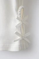 RIBBED CUT OUT BOW T-SHIRT