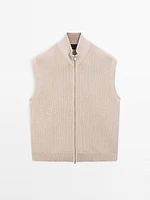 Veste sans manches en maille de coton à fermeture Éclair