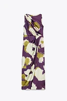 PRINTED SATIN EFFECT MIDI DRESS