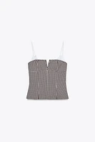 TOP ÉLASTIQUE À CARREAUX VICHY EN MATIÈRES VARIÉES