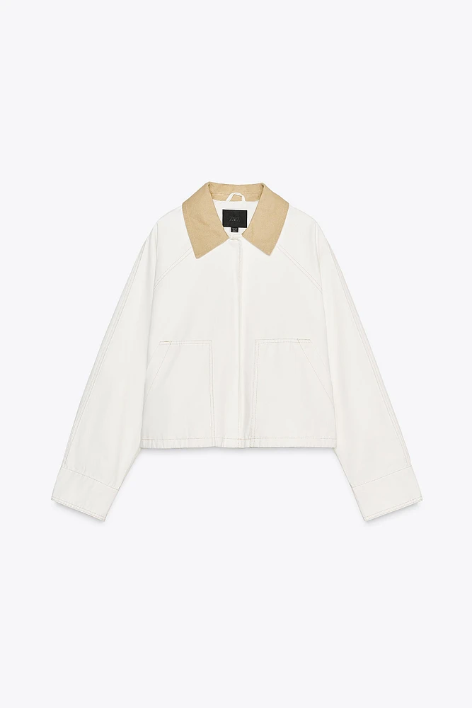 CONTRAST COLLAR WAXED JACKET