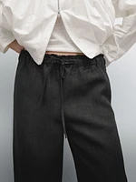 Linen suit trousers with frayed detail