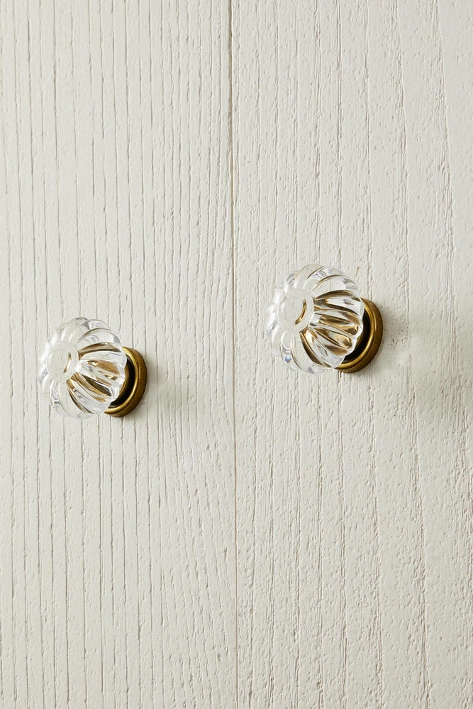 LOT BOUTONS DE PORTE ACRYLIQUE FLEUR (LOT DE 2)