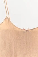 POINTELLE SATIN BOW TANK TOP