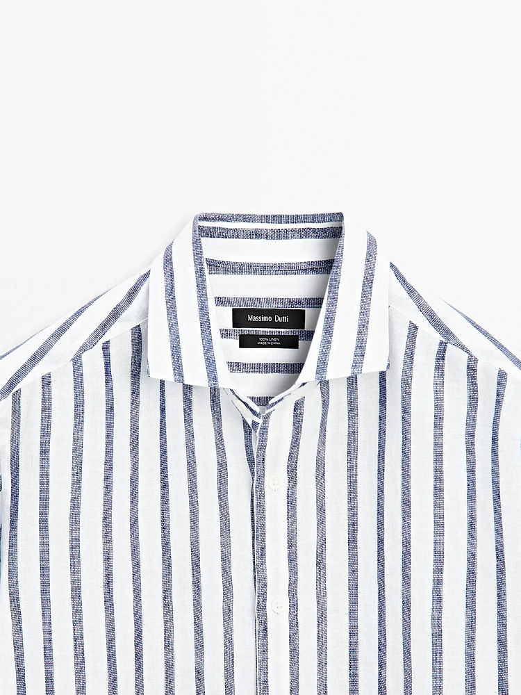 Chemise lin regular à rayures