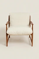 WOODEN ACCENT CHAIR WITH REMOVABLE CUSHION
