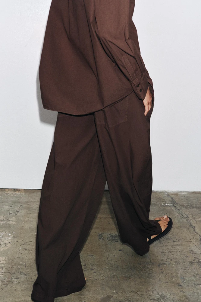PANTALON WIDE LEG POPELINE ZW COLLECTION