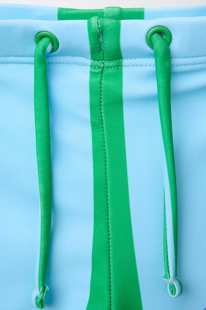 3-6 YEARS/STRIPED LEMON SWIM TRUNKS
