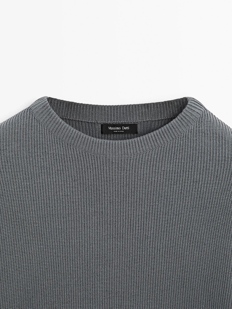 Mock turtleneck knit sweater
